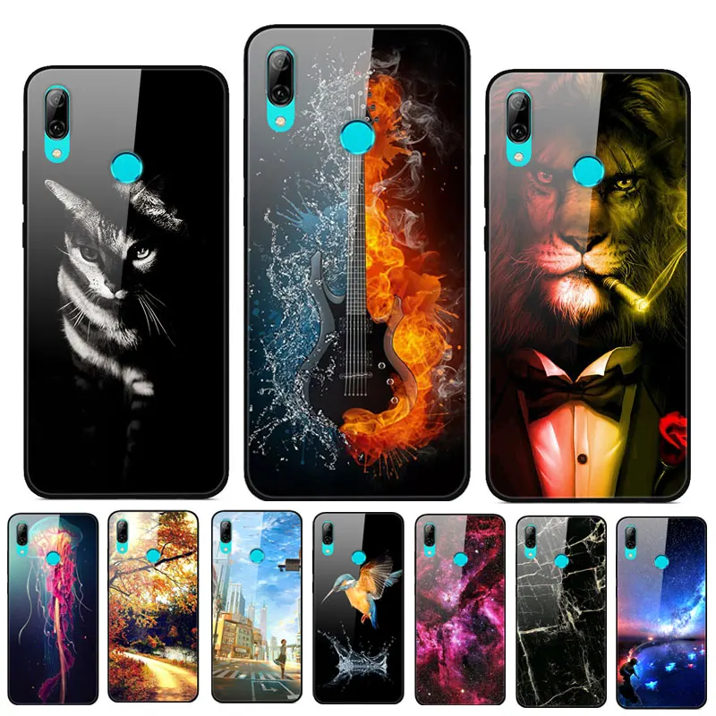 

For Huawei P Smart Z Case Cute Patterned Glass Back Hard Case For Huawei P Smart Z Cover Bumper STK-LX1 Phone Case PSmart Z