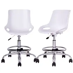 Giantex набор из 2 шт. безрукий стол стул ПП поворотный регулируемый по высоте офисный стул современная мебель для дома с подставкой для ног
