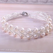 Модный дизайн Настоящее серебро 925 пробы натуральный неровный жемчуг браслет жемчужные украшения для женщин