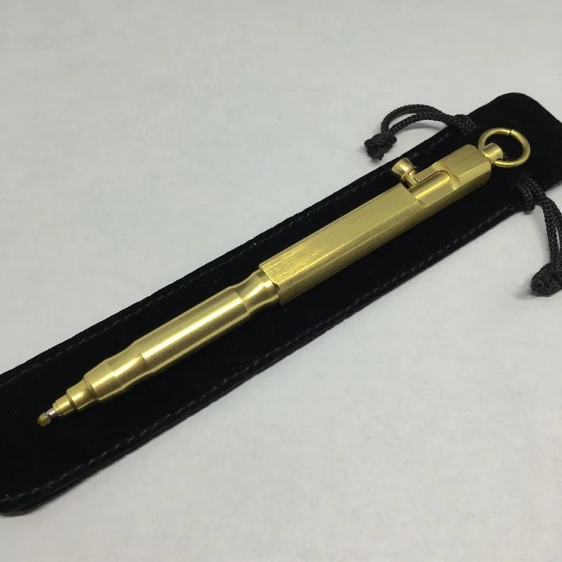 Wholesale EDC handmade brass copper pen automatic ballpoint pen