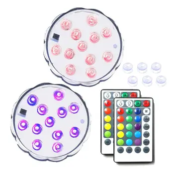 

Upgraded 2x12-LED 3.9inch Submersible Led Lights, RGB Waterproof Battery Powered Lights with Timer Remote Controller for Aquariu