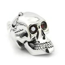 Linsion одноцветное стерлингового серебра 925 Красный CZ Средства ухода для век Череп Мужская Байкер в стиле панк-рок кулон 8c013