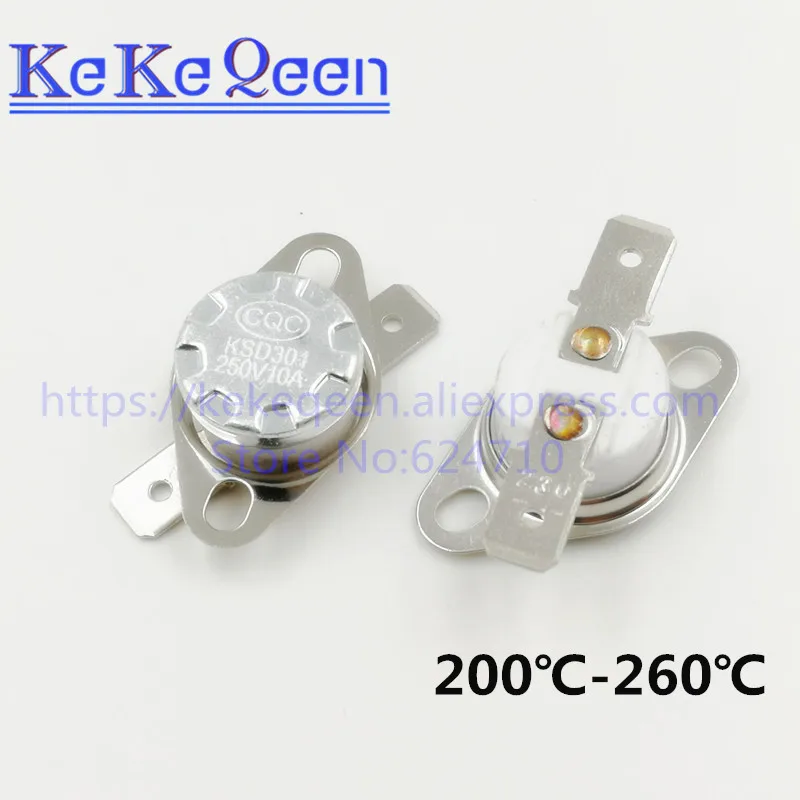 KSD301 N/C 200 C 10A Normally Closed Temperature Switch Bimetal Disc Klixon 