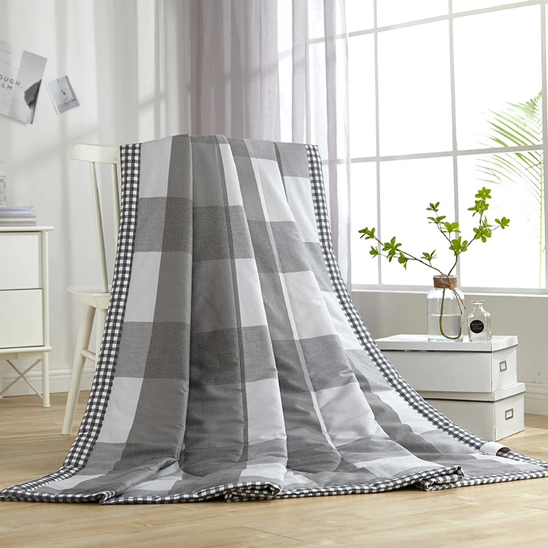 ARNIGU Classic plaid print gray Cotton Summer thin Comforter Children