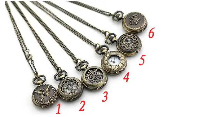 bronzo-antiquariato-quarzo-scava-fuori-6-orologi-da-tasca-collana-stile-10-pezzi