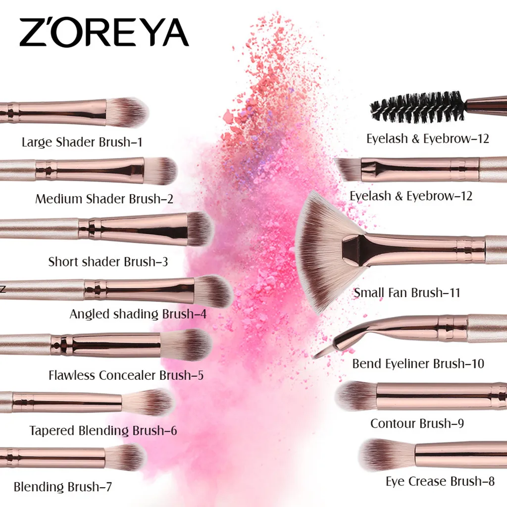 

12Pcs/pack Makeup Brushes Set Power Foundation Eye Shadow Blush Blending Makeup Brush Lip Face Fish Brushes Cosmetic Beauty LE