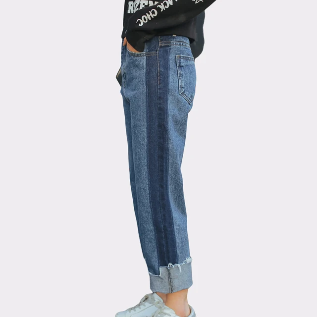 two tone boyfriend jeans