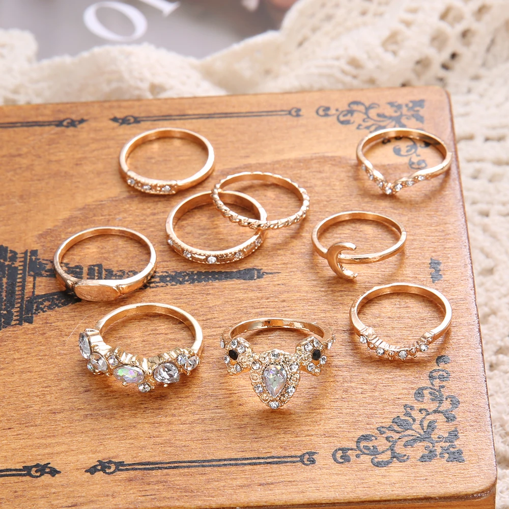 9-unids-set-Bohemia-antiguo-oro-corona-Flor-de-Luna-coraz-n-tallado-anillos-para-las (4)