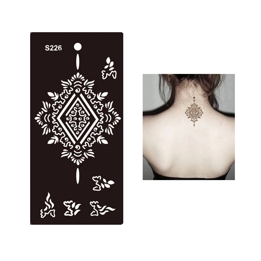

1 Sheet High Quality Women Girls Body Hand Back Art Henna Stencil Tattoo Unscented Temporary Tattoo Sticker Design Template S226