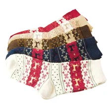 Женские шерстяные носки теплая зимняя Толстая носки рождественские носки с оленями подарок