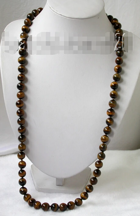 

beautiful 33" 12mm round tiger eye necklace