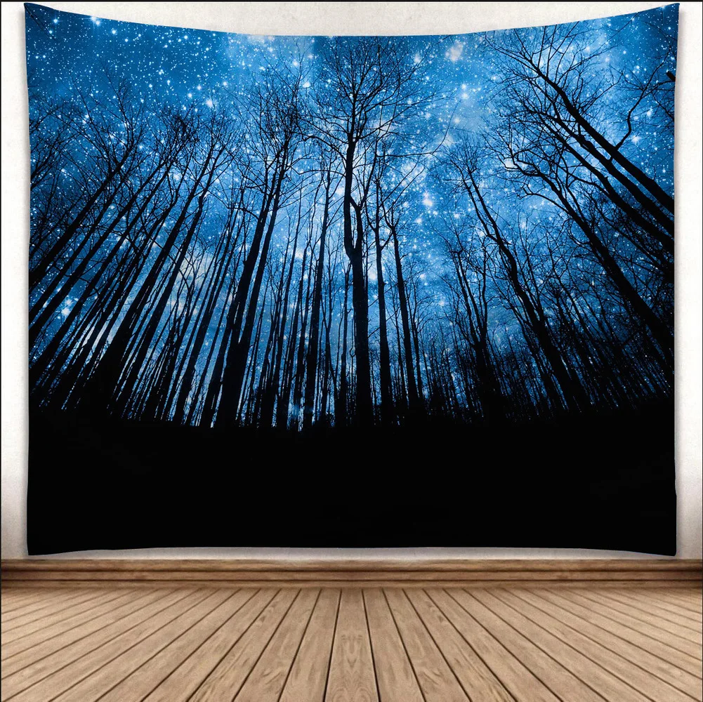 Us 8 74 49 Off Shiny Night Durable Wall Hanging Beautiful Forest Starry Sky Natural Scenery Pattern Tapestry Bedroom Home Decor Art In Tapestry From