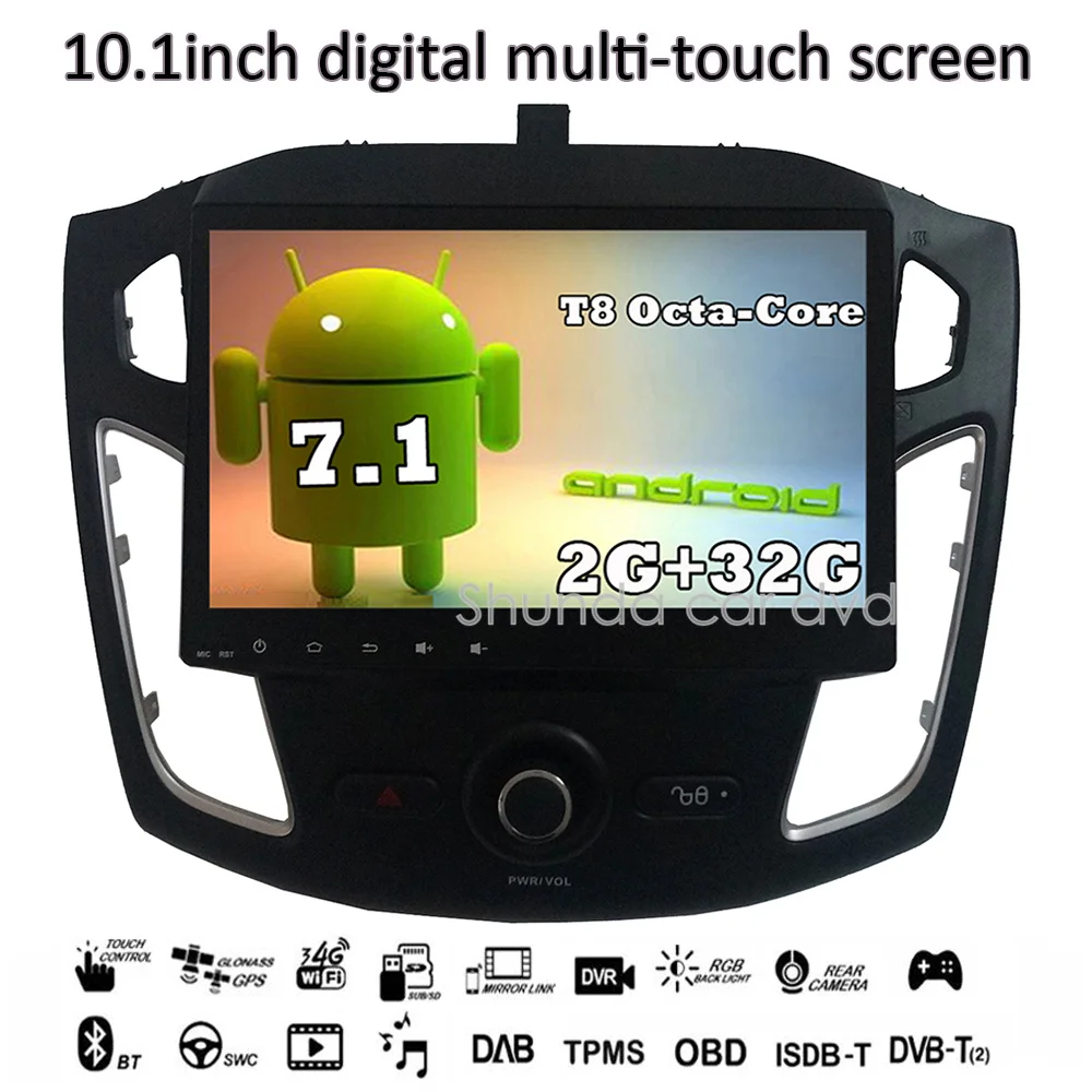 SHUNDA HD 10 1 дюйма Android 7 T8 для Ford Focus 2012-2016 dvd-плеер автомобиля с gps 3g 4 г WI-FI BT Navi Стерео
