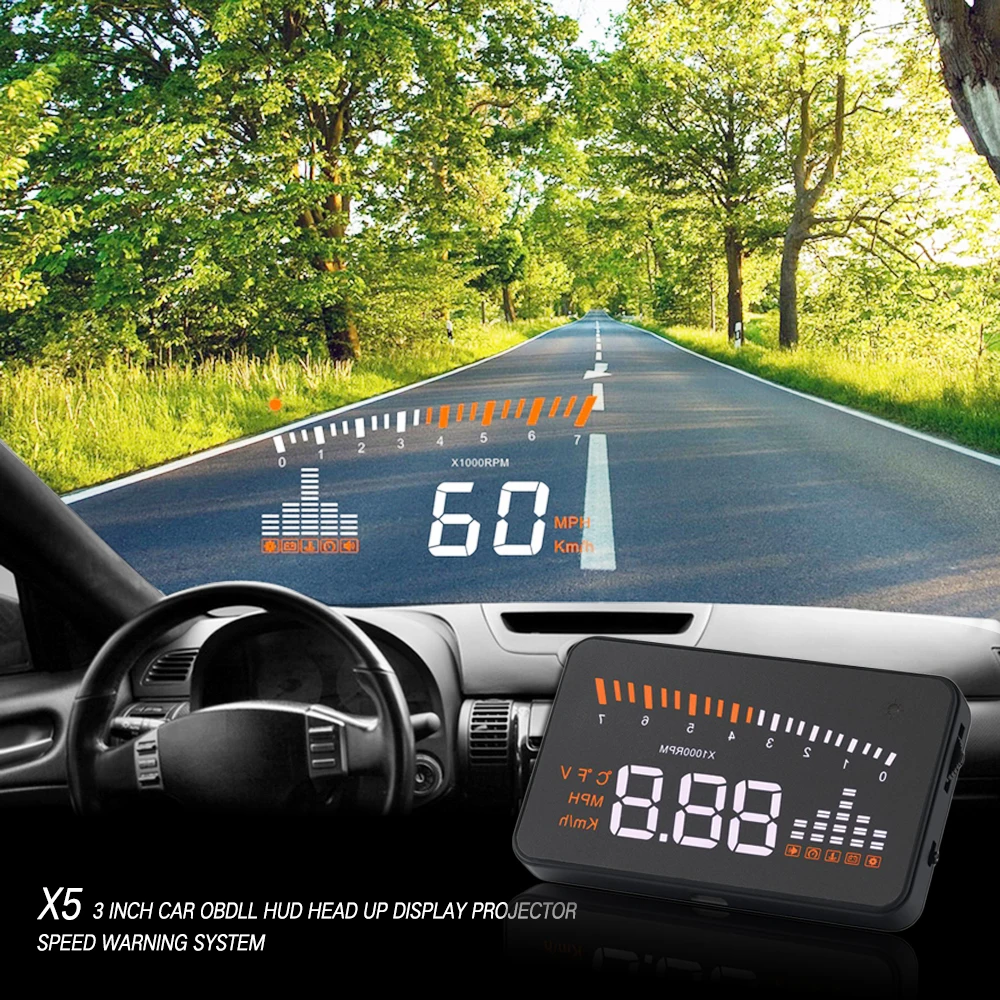 

Universal Car Auto Hud Head Up Display Projector With Odb2 OBD ii Interface Speed Warning System Quality Vehicle Speed Alarm