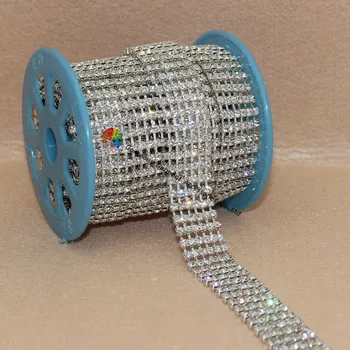 

1 Yard 6 rows Czech Crystal Chain rhinestone applique trim Gold Silver Set For DIY Wedding Browband Costume Decoration