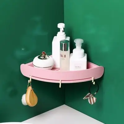Ванная комната пластиковая угловая корзина полка душ Шампунь Bathball косметические полки кухня на стену для ванны лотки для хранения крючок Органайзер - Цвет: Pink