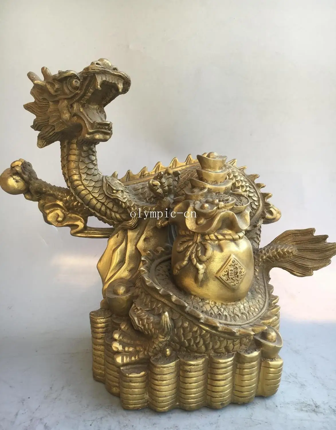9 ''латунный дом fengshui Декор богатство сокровище благоприятный зверь дракон |