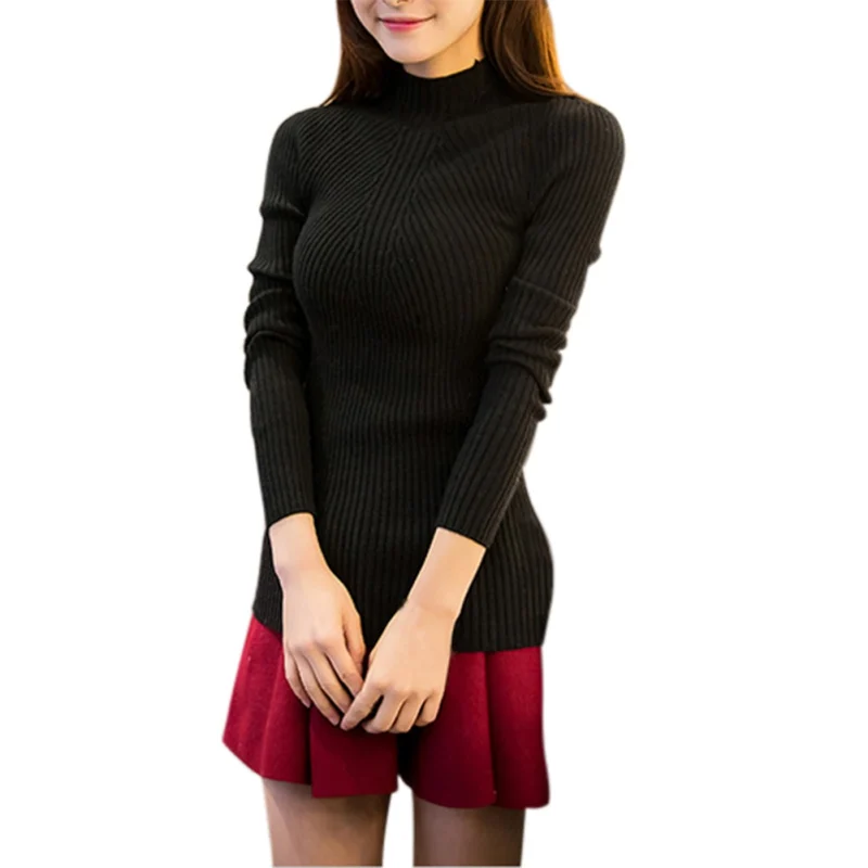 

Autumn weaters Women Long Sleeve Turtleneck Pullovers Sweaters Casual Solid Female Slim Knitted Sweaters