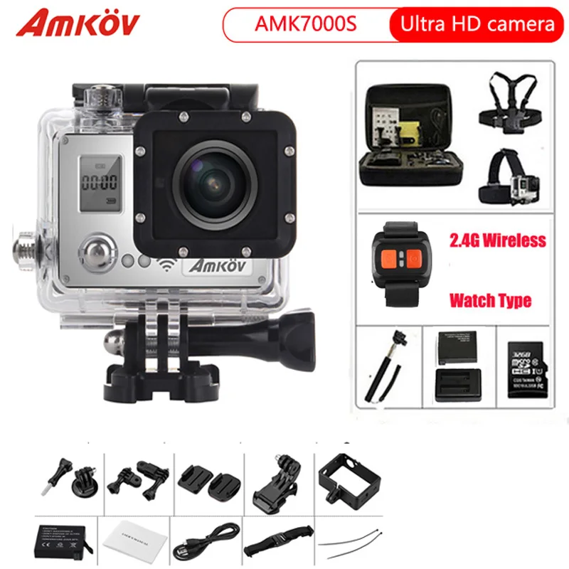 AMKOV Экшн-камера AMK7000S 4K 2 0 &quotLCD 170 градусов широкоугольный Водонепроницаемый Wifi