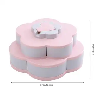 

2019 New Items Snack Storage Tray Double-Layer Rotating Fruit Plate Petal-Shape Living Room Candy Dish Dried Fruit Storage Plate