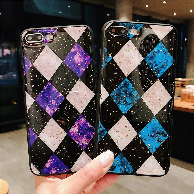 

Luxury Glitter Marble Phone Case For iPhone X XS XR XS Max Soft TPU Geometry Silicone Cover For iPhone 8 7 6 6S Plus Coque Capa