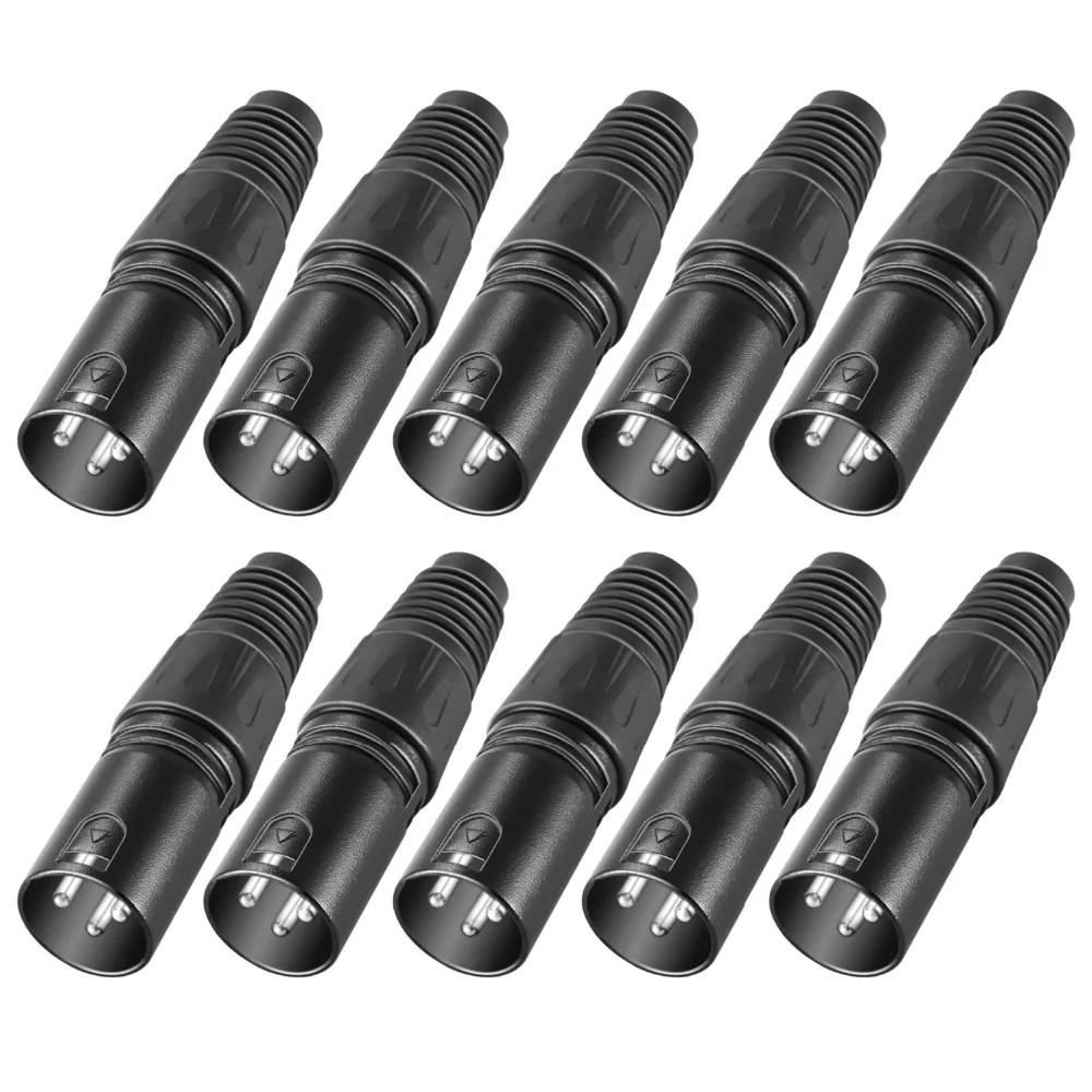 20-Piece 3 Pin XLR Mic Snake Plug  Connector - 10 Male and 10 Female Plug Cable