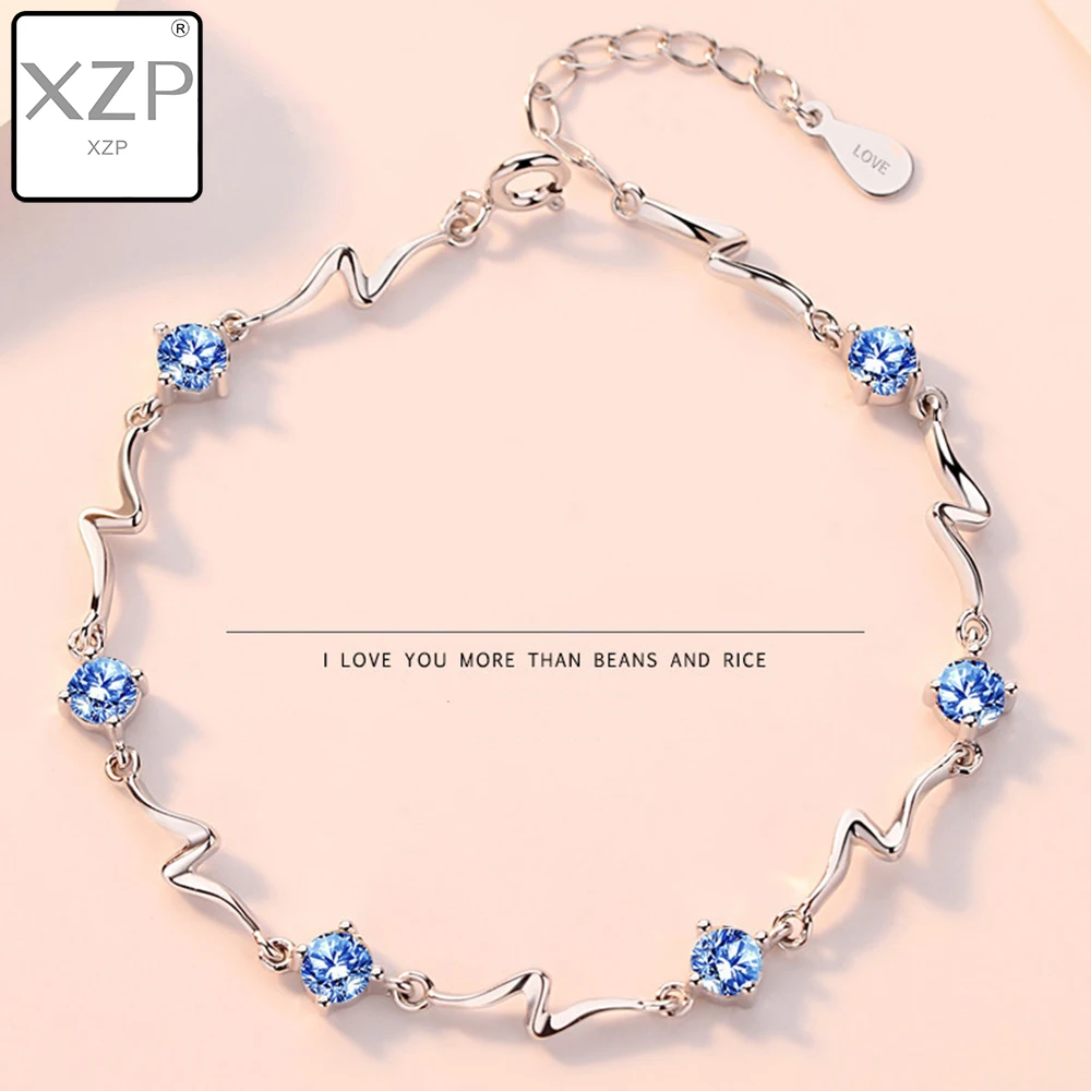 

XZP Trendy Jewelry S925 Bracelet Bangle Women Charm Wave Bracelet Cubic Zirconia from Austrian Bracelet for Women Wedding Gift