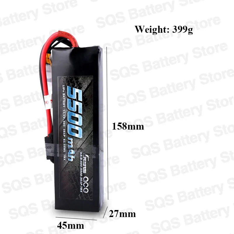 2 шт Gens ace Lipo аккумулятор 11,1 V 50C-100C 5500mAh Lipo 3S аккумулятор TRX разъем 1/8 RC автомобиль для Traxxas ARRMA Axial HPI Edition