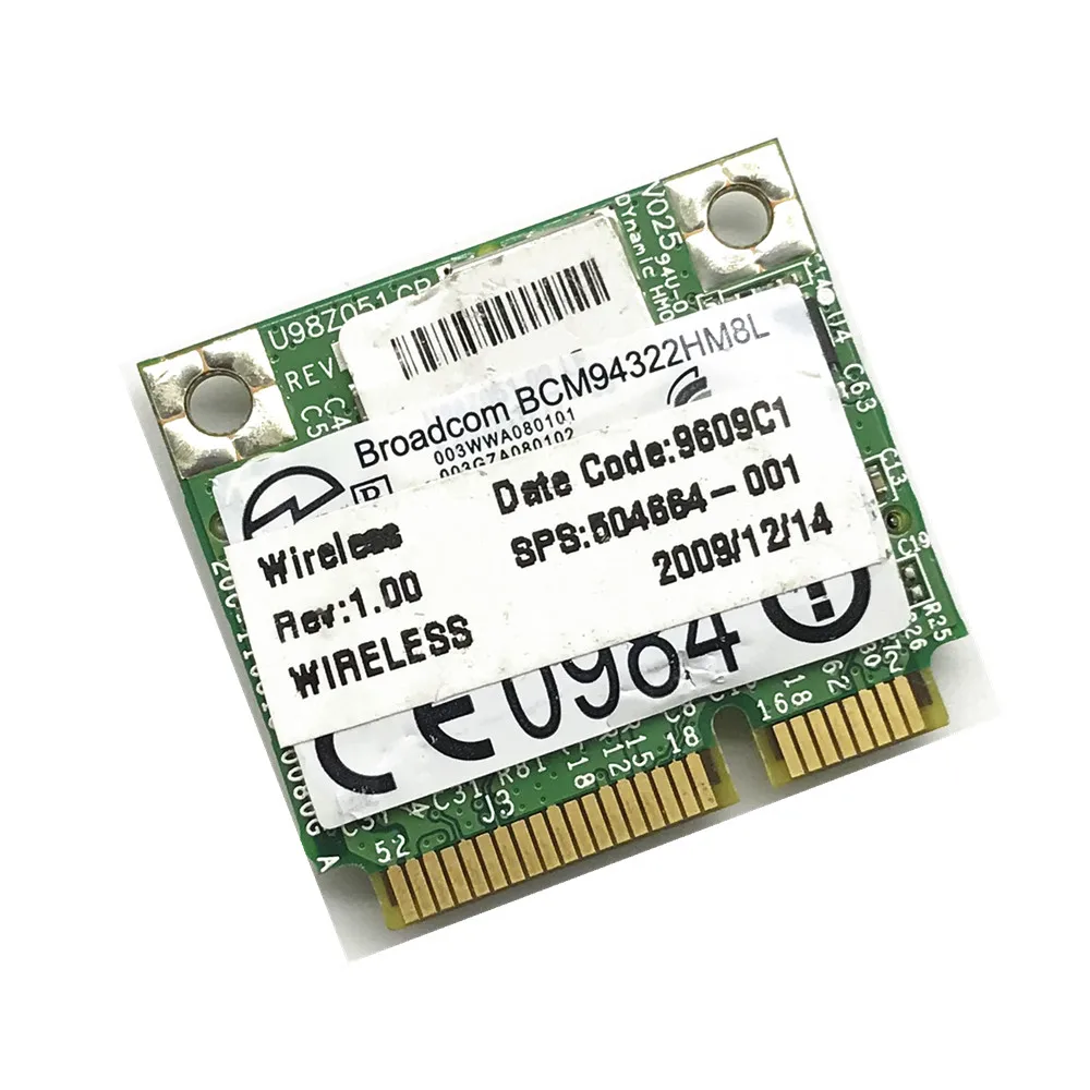 BroadCom BCM94322HM8L BCM4322 SPS: 504664-001 Половина мини PCI-Express PCIe беспроводной WLAN WiFi карта для hp DV2 DV3 DV6 DV7 4300