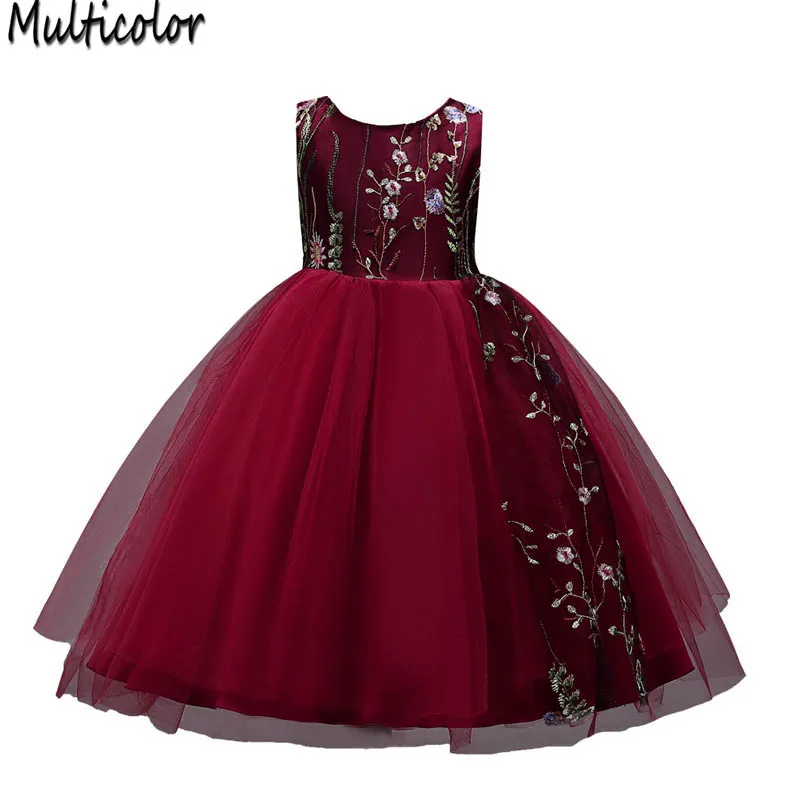 

Multicolor New Baby Girls Student Embroidery Dress kids Wedding Toddler High-end Dress Flower tutu Formal Party Dress for Girls