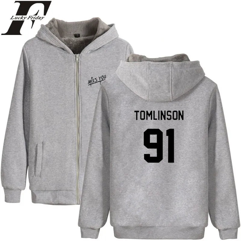 LUCKYFRIDAYF Louis Tomlinson One Direction Hoodies Women Thicker Winter Coats 2018 Sweatshirt Man/Women Female Zipper Clothes