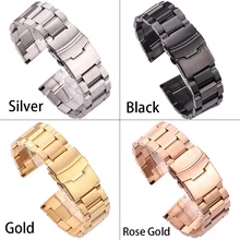 Black Stainless Steel Watchbands Bracelet 18mm 20mm 22mm 24mm Solid Metal Watch Band Men Strap Accessories high quality silver 18mm 20mm stainless steel watchbands strap bracelet for men women watches replacement with spring bars
