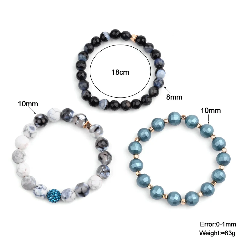 3 шт./компл. женский браслет ограненный Howlite Crystal Jaspers браслеты из кварцевого