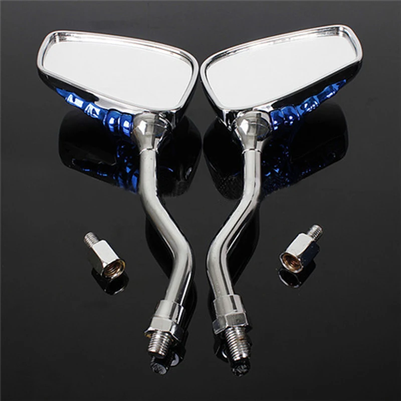 Nordson Motorcycle Blue Skull Side Mirrors For Yamaha Honda V Star 250 650 950 1100 1300 Virago VMax Suzuki Kawasaki Custom