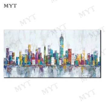 

MYT Architectural Landscape Of New York Oil Painting On Canvas Hot Wall Paintings Picture For Living Room Wall Art Wall Decor
