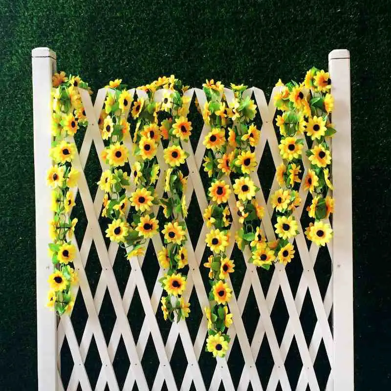 

2m Artificial Yellow Sunflower Garland Silk Wedding Flowers Arch Gazebo Decor Vines Wedding Party Decoration