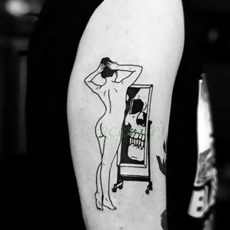 Waterproof Temporary Tattoo Sticker Elegant Dance Lady Mirror Tatto Flash Tatoo Fake Tattoos For Girl Men Women Temporary Tattoos Aliexpress