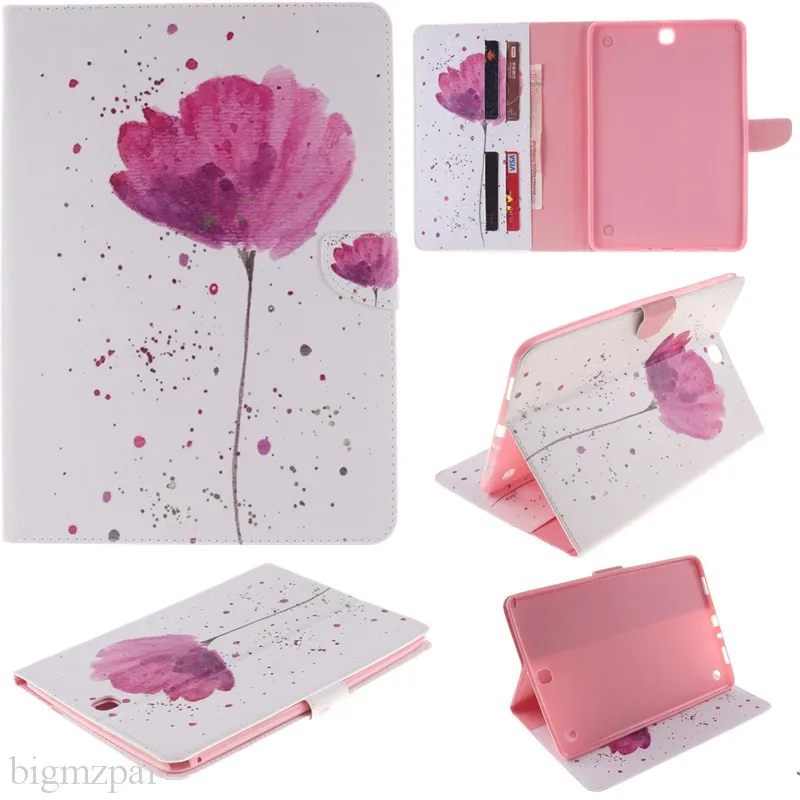 Fashion 2 Sides Painted Leather Case For Samsung Galaxy Tab A 9.7 T550 T551 T555 Tablet Cover 9.7 Inch Stand Wallet Flip Case  (58)