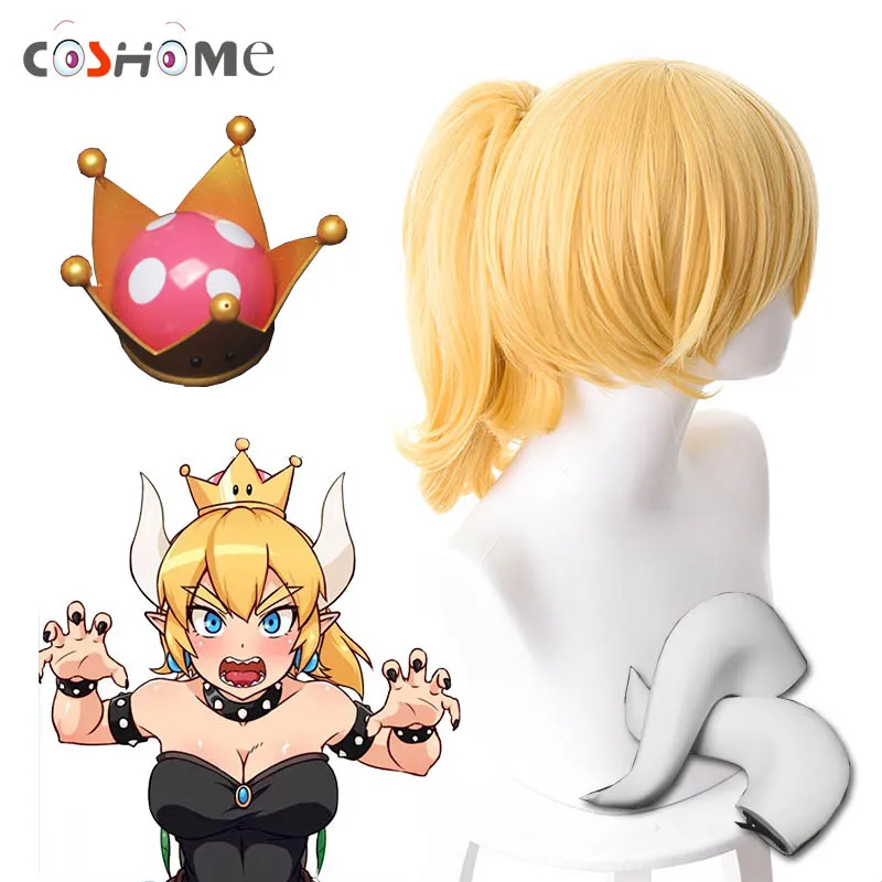 

Coshome Super Mario Bowsette Kuppa Koopa Hime Princess Wigs Cosplay Prop Crown Horns for Halloween Party