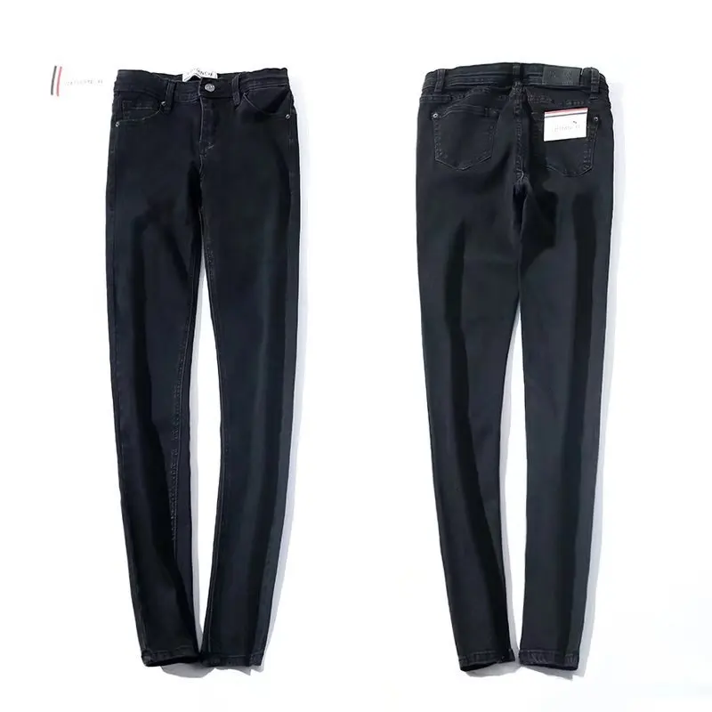 Европейский стиль осень новые женские с высокой талией стрейч обтягивающие потертые джинсы, женские модные уличные брюки винтажные джинсовые брюки - Цвет: Черный