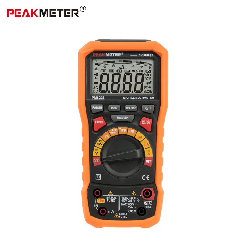 

PEAKMETER PM8236 DC/AC Auto Range Digital Multimeter 6000 counts Temperature Capacitance Resistance Frequency Tester MS8236 TEST
