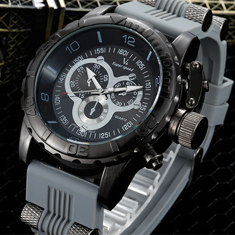 

2016 Hot selling V6 luxury leisure fashion watches men military silica gel with quartz watch relogio masculino