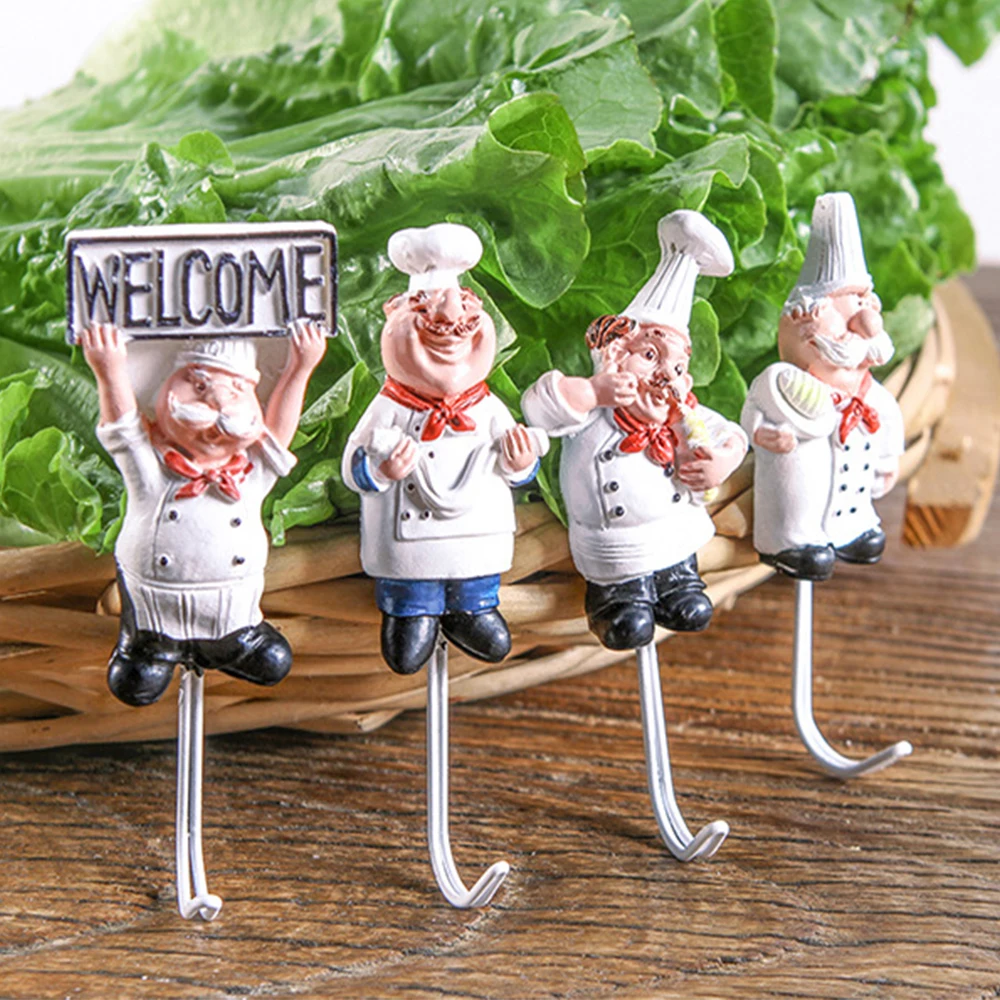 

Kitchen Cartoon Cook Shaped Hook Brand New And High Quality Resin Powerful Adhesive Hanger Wall Storage Rack 1Pc