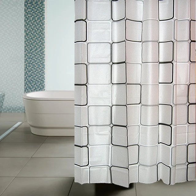 PEVA - Tenda Da Doccia Blu, 180 X 180 Cm, Motivo Pesce per