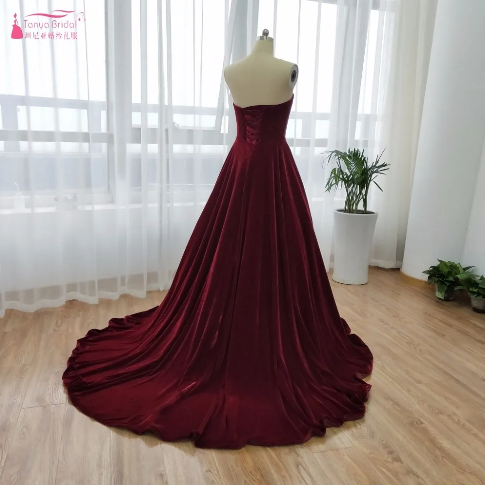 Бордовые бархатные свадебные бальные платья элегантные Vestido De Noivas 2018 зима весна
