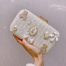 Angelatarch, Новое поступление, металлическая оправа, цепочка, жемчуг, медведь, звезда, бант, цветочный бриллиант, для девушек, свадьба, женская коробка, сумка на плечо, вечерняя сумка