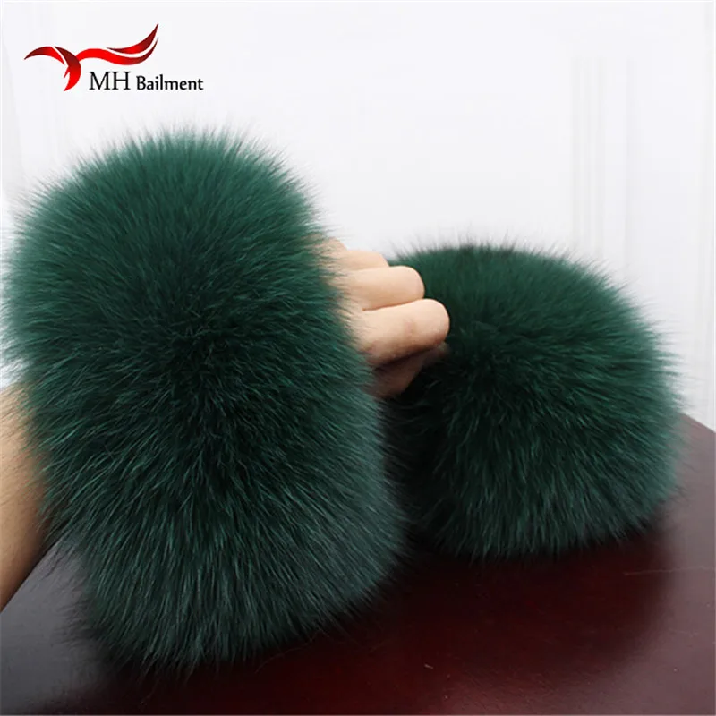 

High Quality Fox fur Cuffs Hot Sale Wrist Warmer Genuine Fox Fur Cuff Arm Warmer Lady Bracelet Real Fur Wristband Glove X#1