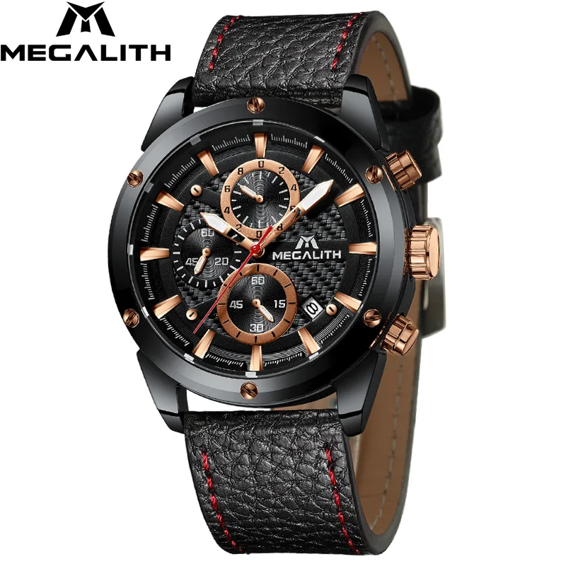 Бренд MEGALITH топ 2019 мужские спортивные часы с хронографом водонепроницаемые