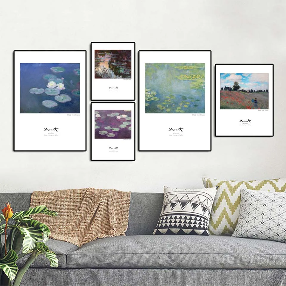 

Home Decoration Modern Wall art poster Picture Print Canvas Oil Unframed Drawings Claude Monet 1 Water lilies Landscape