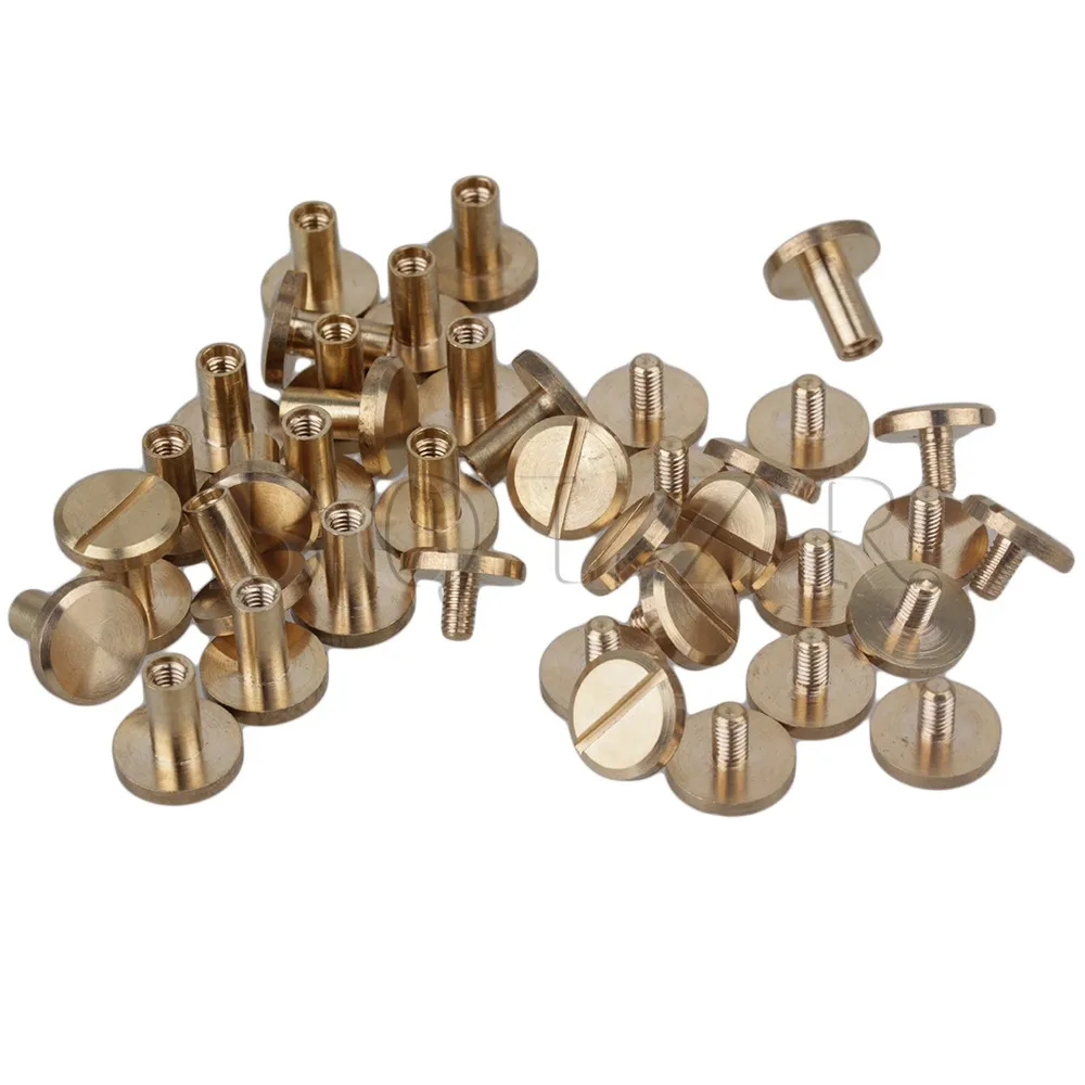20pcs10x4x6mm Flat Chicago Binding Screws Posts Brass Scrapbooking Nail Rivets